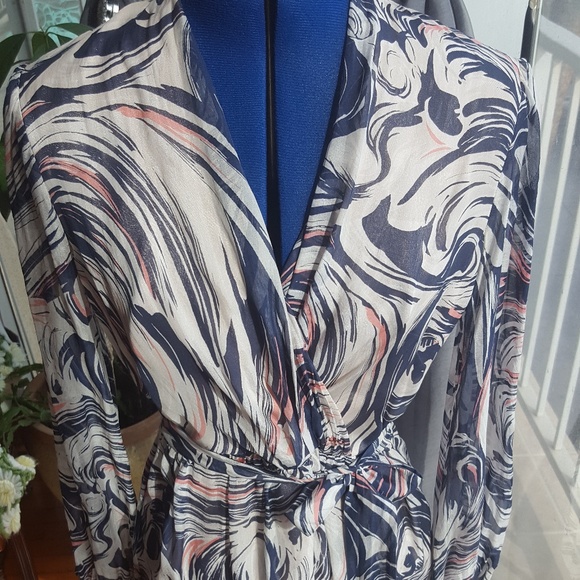 Laundry by Shelli Segal wrap dress sheer sleeve - Picture 2 of 8